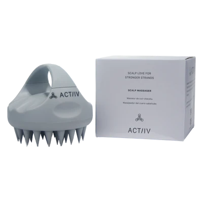 Masseur de cuir chevelu ergonomique avec embouts souples en caoutchouc, idéal sous la douche pour stimuler, exfolier et détendre