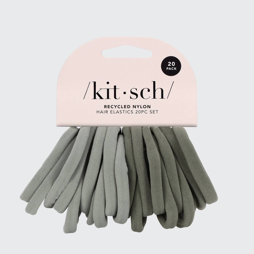 KITSCH 20 élastiques en nylon recyclé écologiques - Eucalyptus