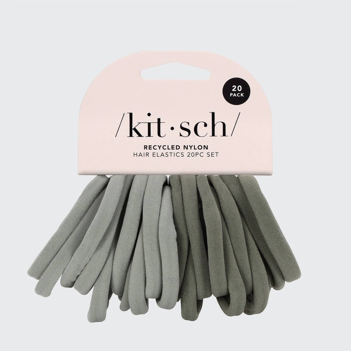 KITSCH 20 élastiques en nylon recyclé écologiques - Eucalyptus