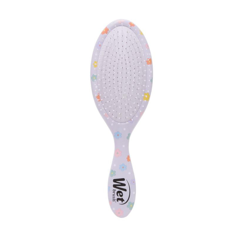 Vue arrière de la brosse démêlante Wet Brush Hello Daisy – poils souples IntelliFlex™ sur coussin rembourré, design ergonomique adapté à tous types de cheveux.