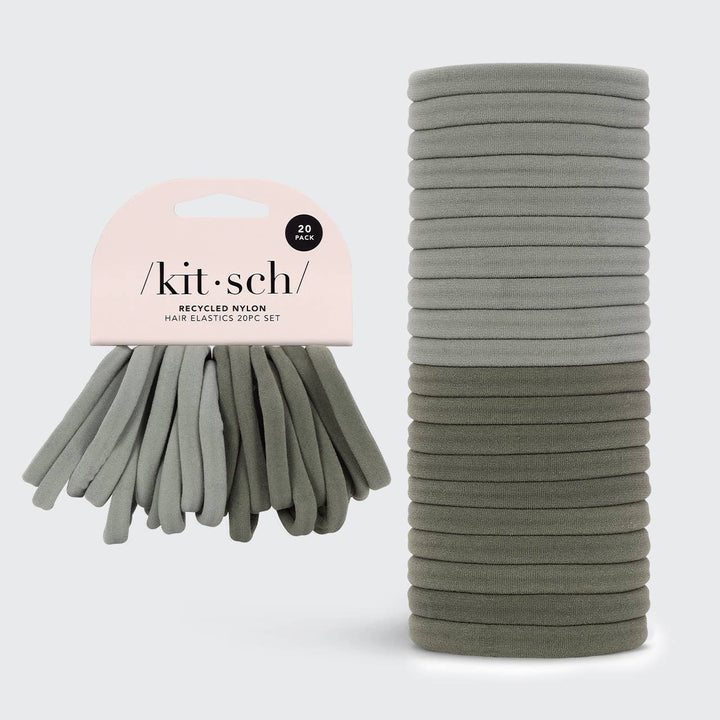KITSCH 20 élastiques en nylon recyclé écologiques - Eucalyptus