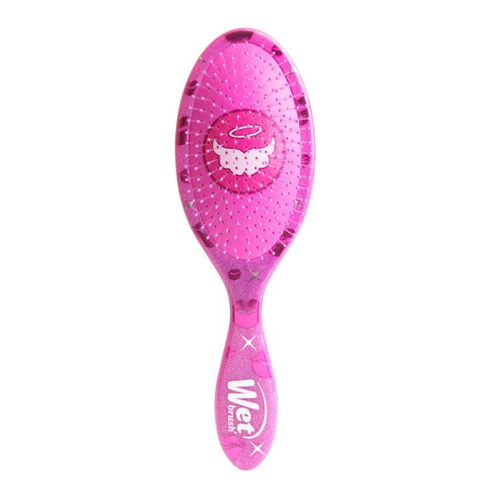 Dos de la brosse démêlante Wet Brush Bratz Cloe rose scintillante avec picots souples et motifs décoratifs.