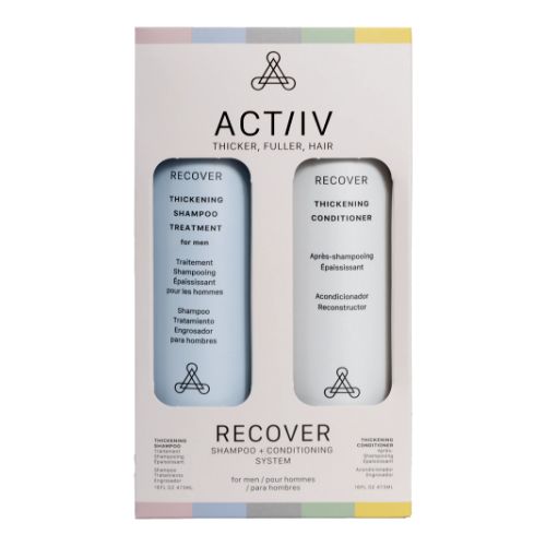 Duo homme anti-perte Actiiv Recover 473 ml : stimule la densité, purifie le cuir chevelu et protège la couleur. 9 mois de soins pro en 1 achat.