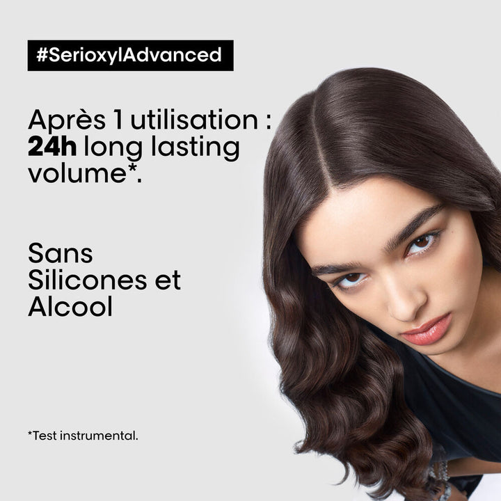 L’Oréal Serioxyl Advanced pour cheveux clairsemés, résultat après une utilisation avec volume longue durée jusqu’à 24 heures.