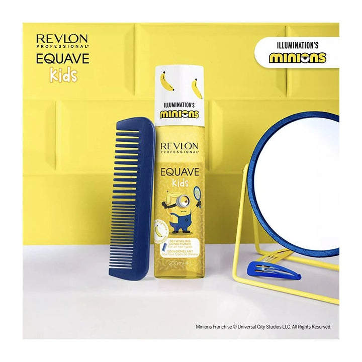 REVLON Equave Kids Minions soin démêlant pour enfants avec formule végane, hypoallergénique et protection thermique jusqu’à 220°C.