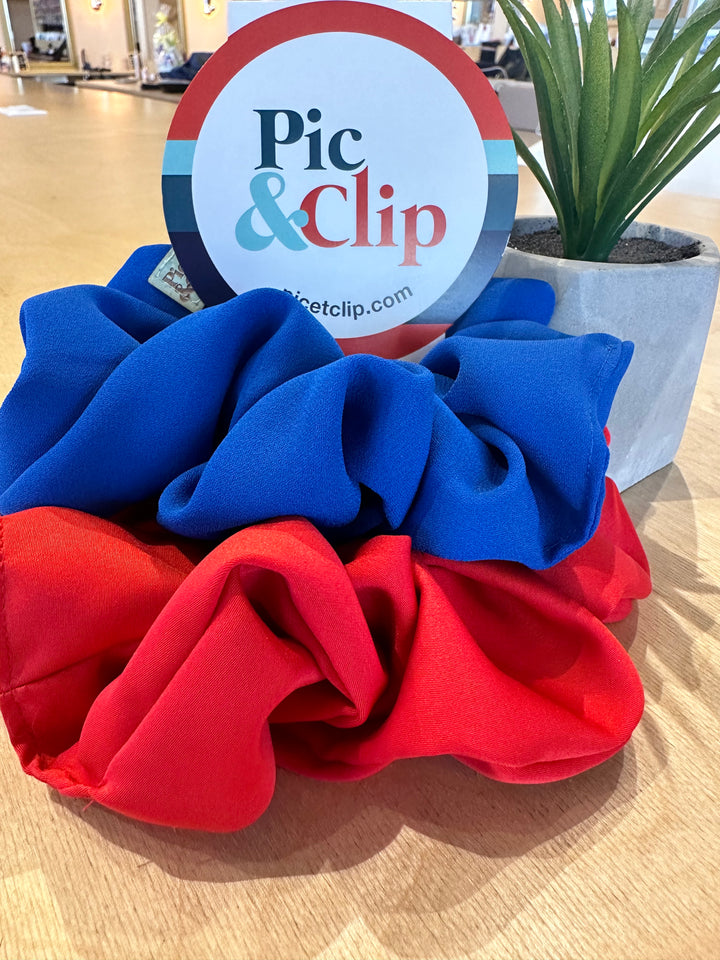 Royal blue crepe and satin red CHOUCHOUX duo